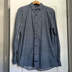 NWOT English Laundry Mens Button Down Shirt Blue pattern Size L